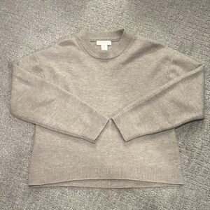 H&M | Wool-Blend Crewneck Sweater in Taupe Gray | Size XS